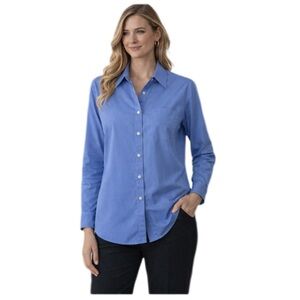 Vintage Ann Taylor Blue Button Down Shirt Size L Classic Chic Quiet Luxury